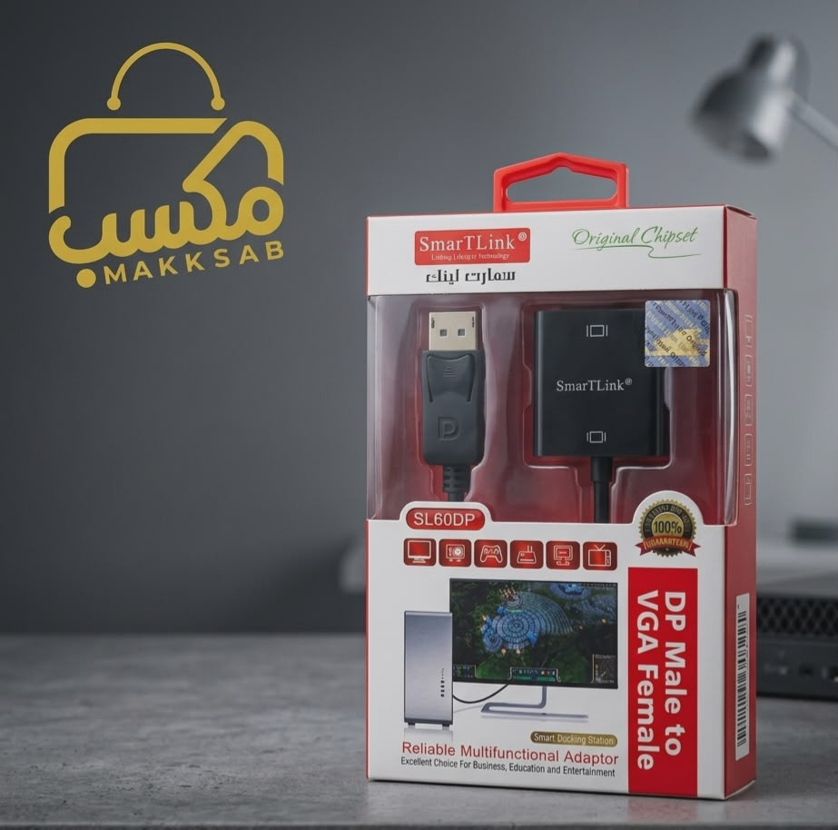 محول شاشة SmartLink SL60DP DisplayPort DP Male to VGA Female Adapter – محول ديسبلاي بورت إلى VGA عالي الجودة