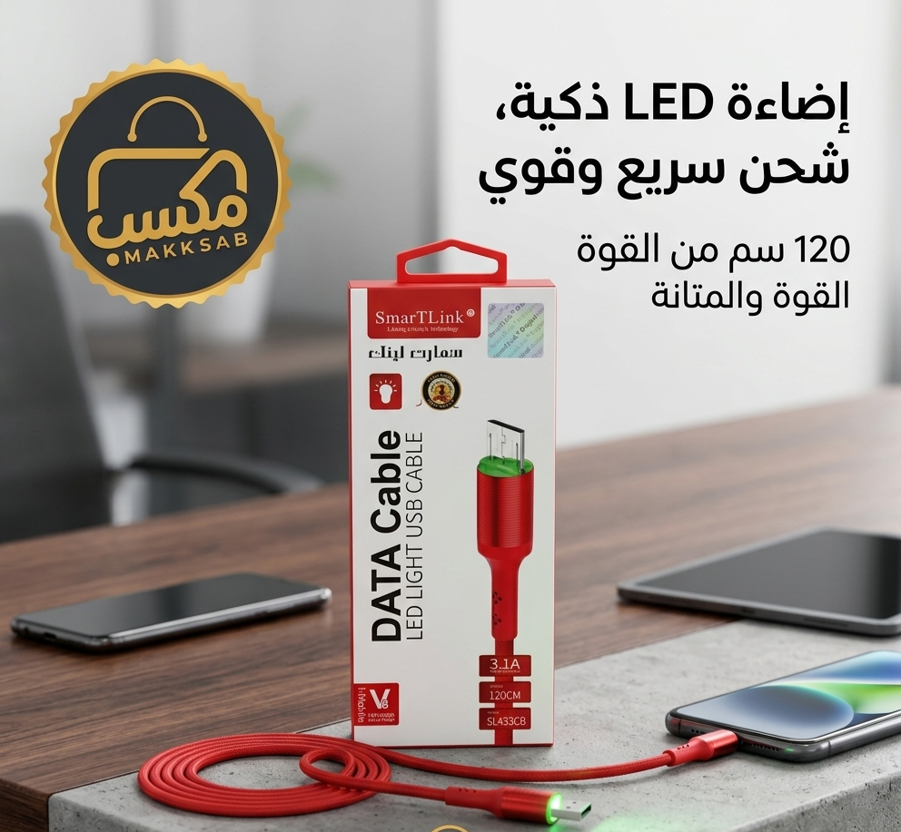 كابل بيانات SmarTLink موديل SL433CB (LED Light USB Cable)